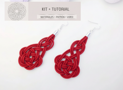 Kit y tutorial para pendientes de macramé de cuero y plata.