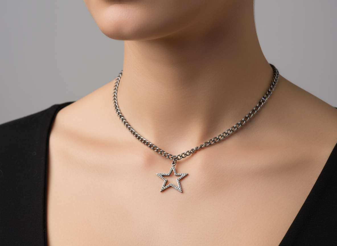 Colgante con estrella asimétrica color grafito