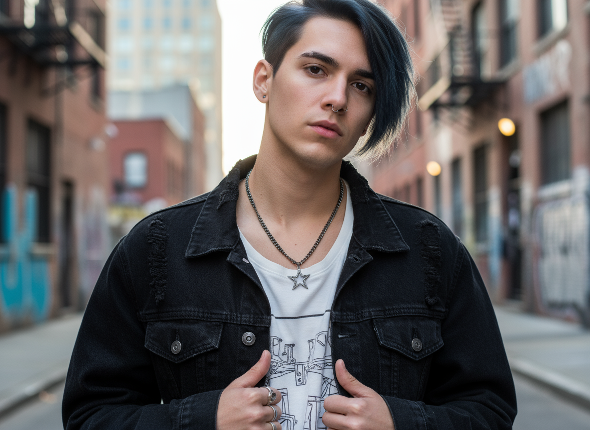 Colgante con estrella asimétrica color grafito