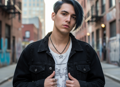 Colgante con estrella asimétrica color grafito