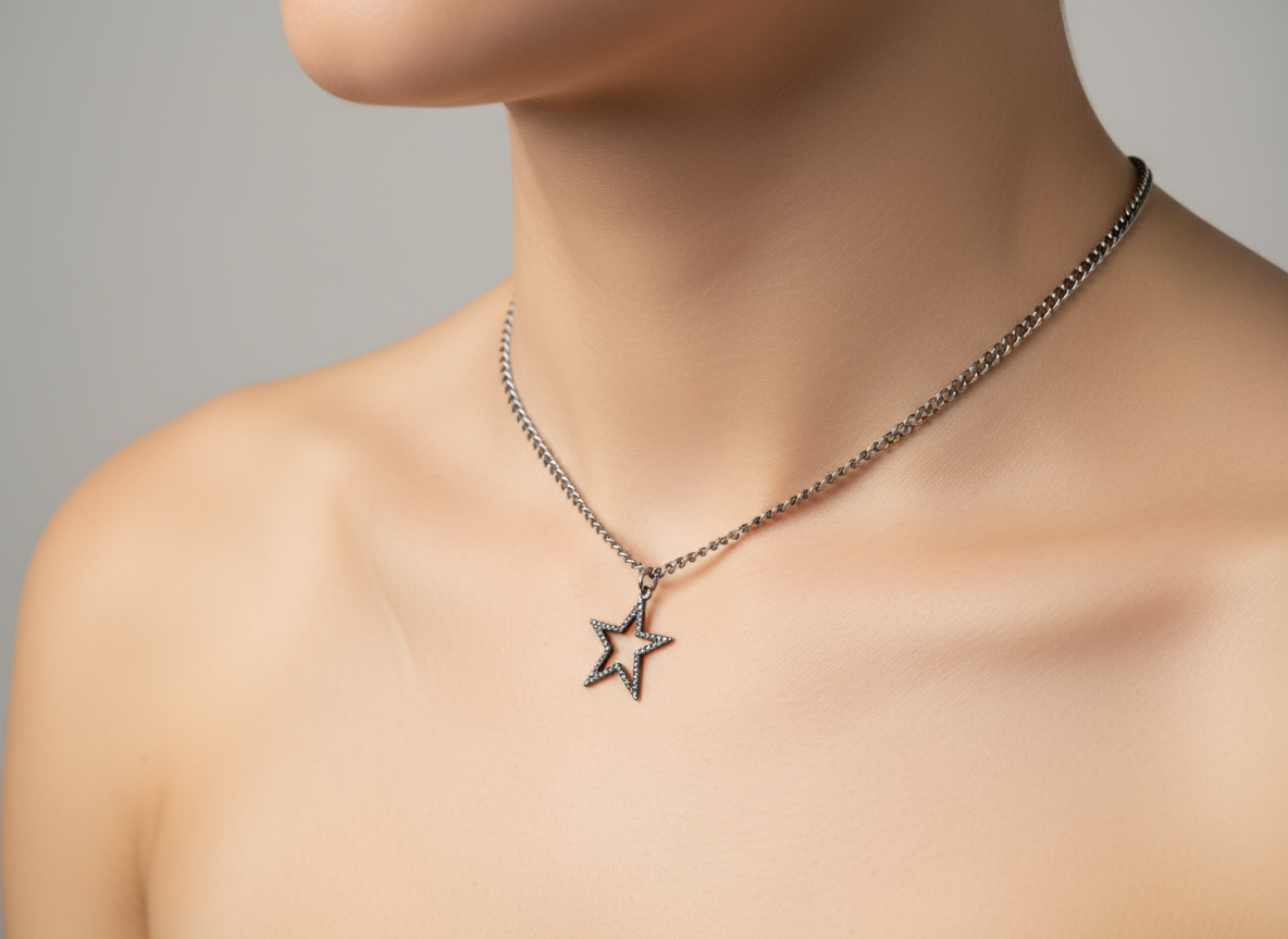 Colgante con estrella asimétrica color grafito