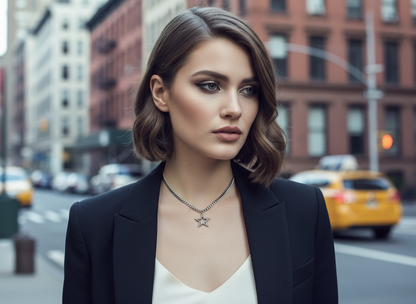 Colgante con estrella asimétrica color grafito