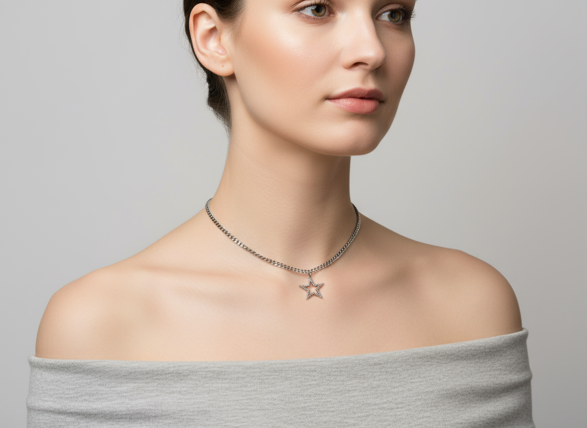 Colgante con estrella asimétrica color grafito
