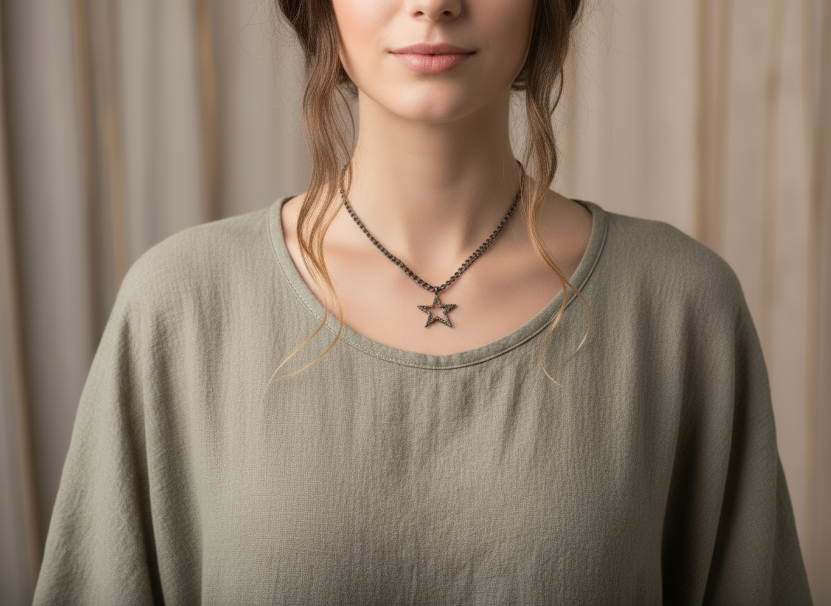 Colgante con estrella asimétrica color grafito