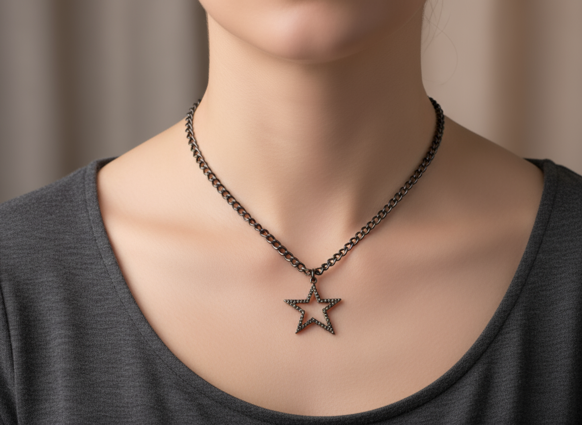 Colgante con estrella asimétrica color grafito