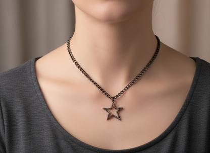 Colgante con estrella asimétrica color grafito