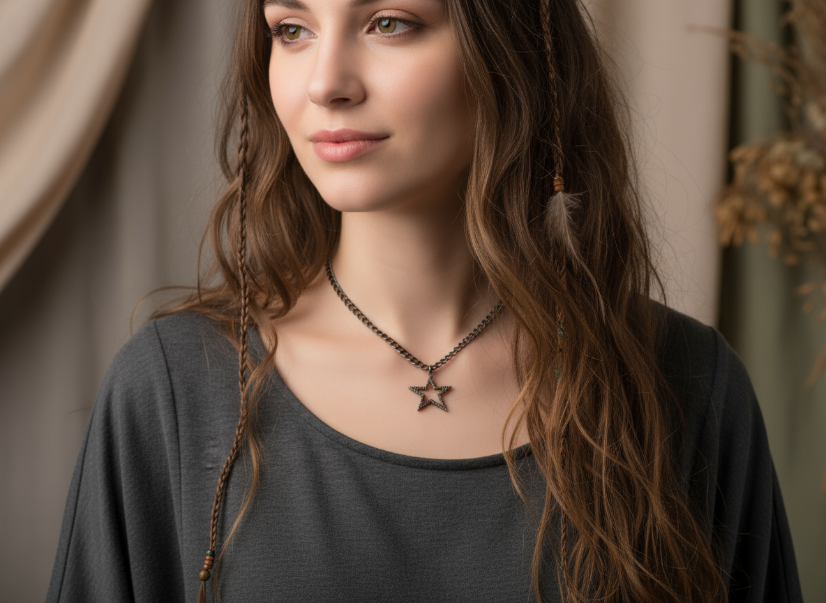 Colgante con estrella asimétrica color grafito