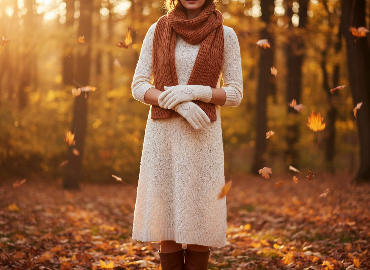 Modèle avec instructions pour tricoter des gants de laine sans couture