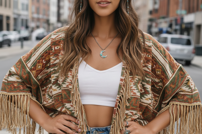 ras-de-cou minimaliste en forme de lune avec turquoise