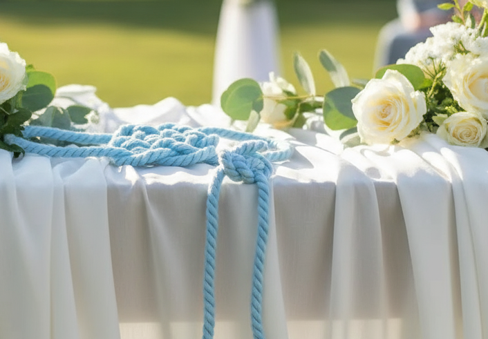 Handfastingcord. Celtic knot of eternal love cord for hand joining rite for weddings