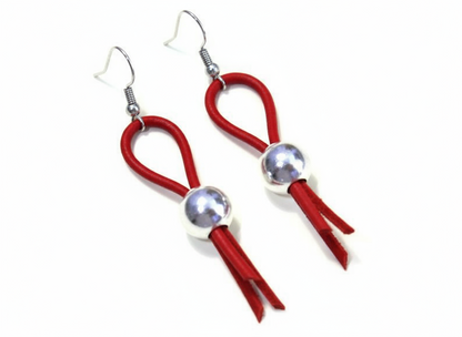 Pendientes largos de cuero y plata para estilo boho y hippie personalizados