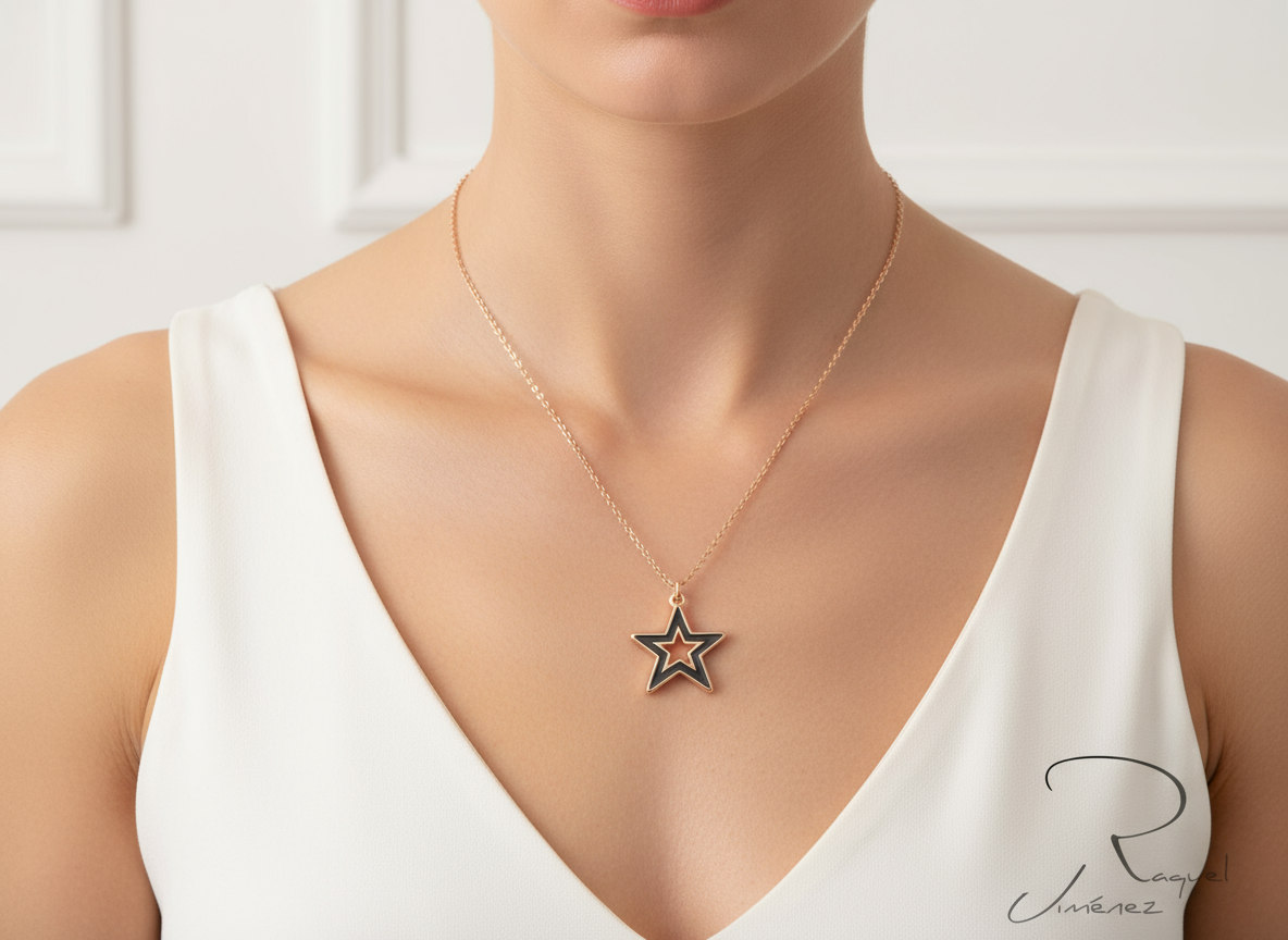 Pendentif étoile dorée et noire