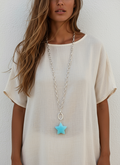 étoile bleue et argentée