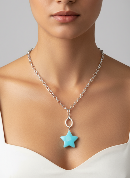 étoile bleue et argentée