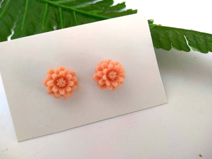 Boucles d'oreilles boutons en forme de fleurs, roses ou dahlias