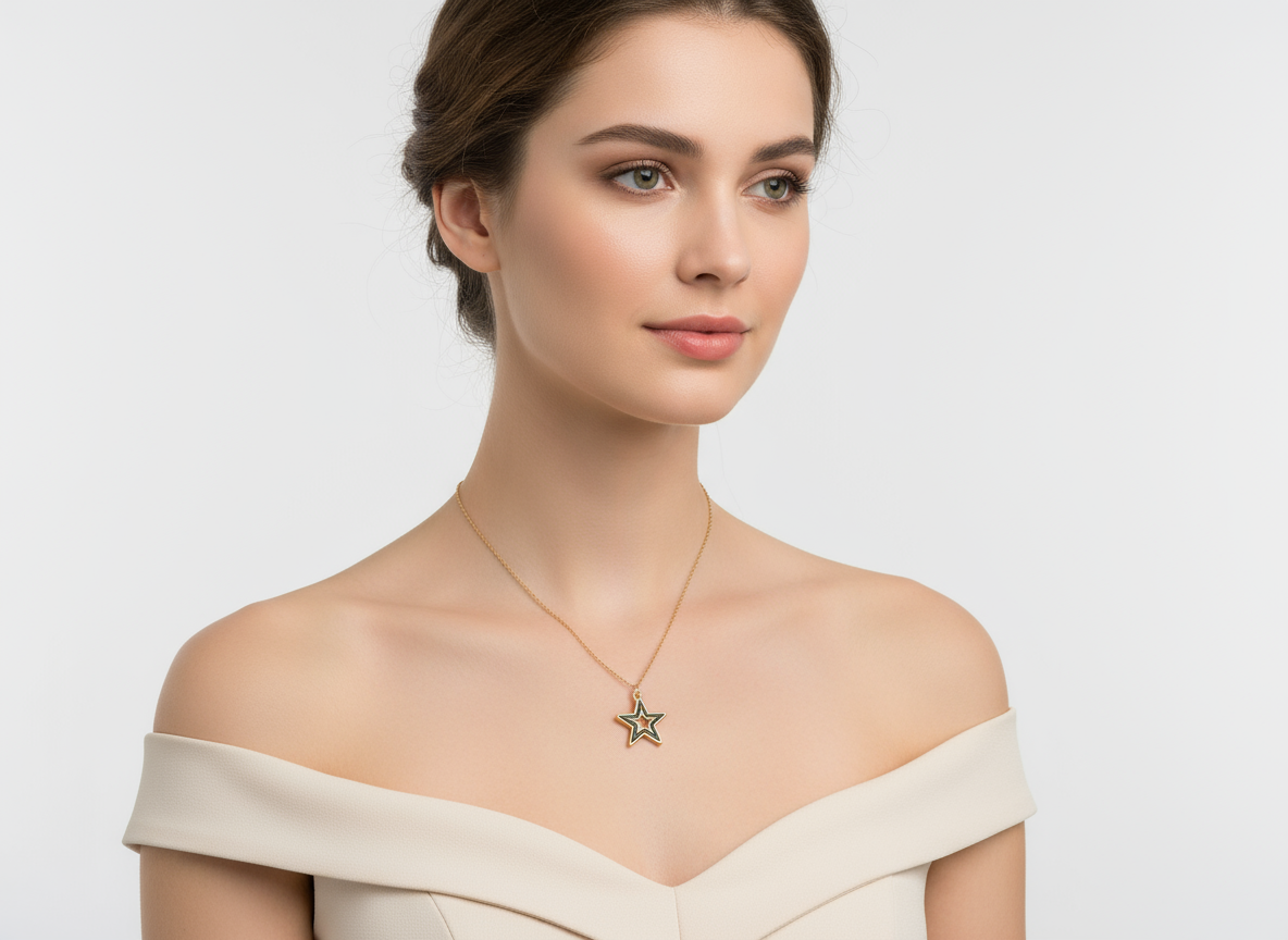 Pendentif étoile dorée et noire