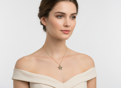 Pendentif étoile dorée et noire