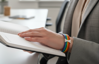 Pulsera arco iris de cuero con cierre magnético 