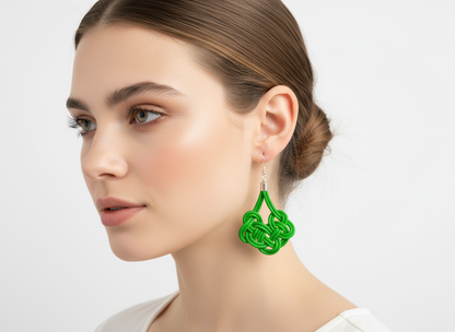 Leather and silver earrings with blue sailor knot