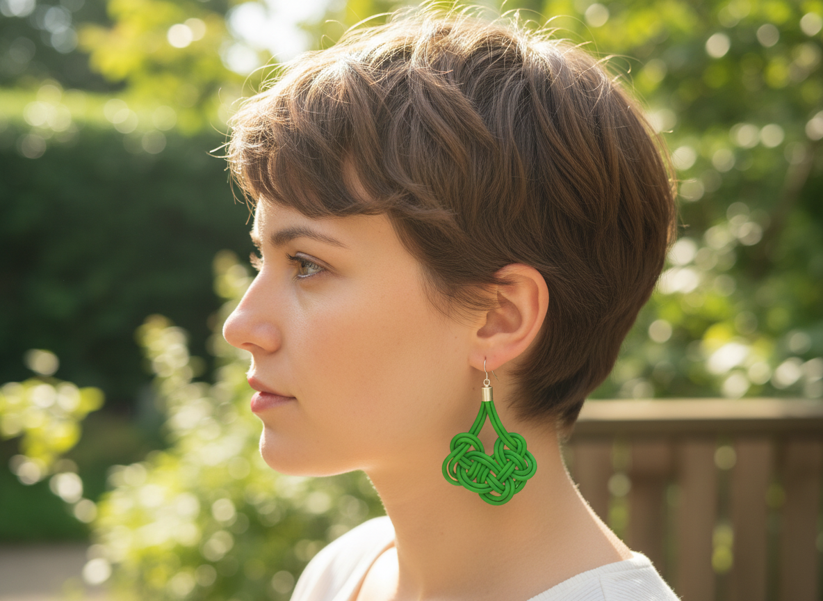 Pendientes de cuero nudo marinero azul