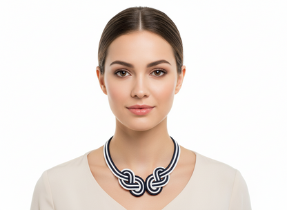 Kit collier, matériaux et tuto pour collier noeud marin en macramé