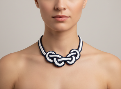 Kit collier, matériaux et tuto pour collier noeud marin en macramé