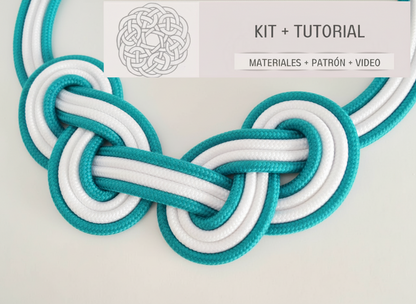 Kit collar, materiales y tutorial para collar con nudo marinero de macramé