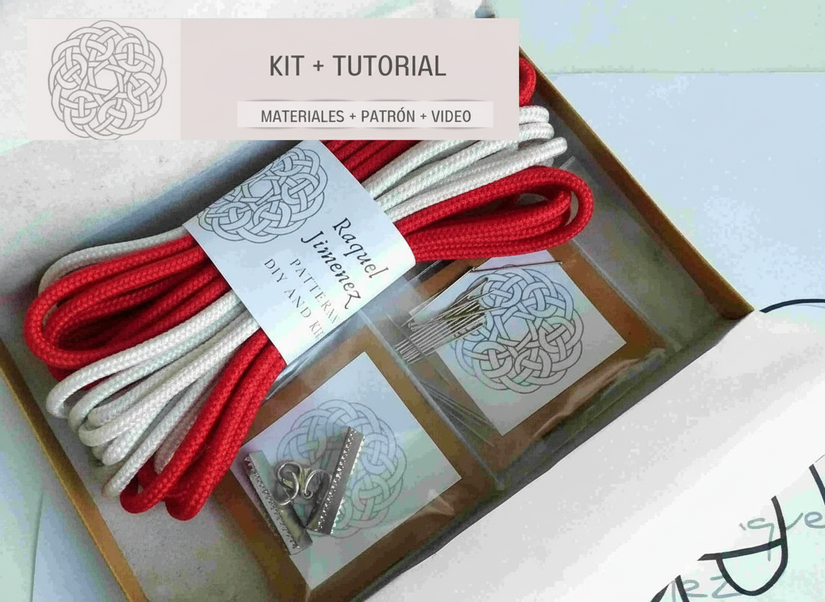 Kit collar, materiales y tutorial para collar con nudo marinero de macramé