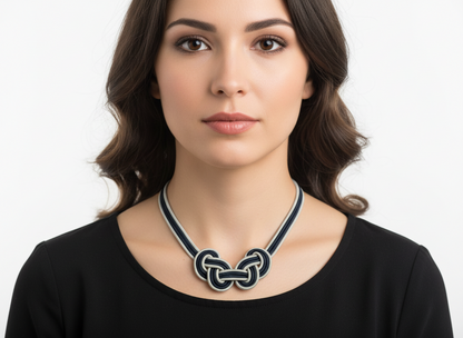 Kit pour réaliser un collier avec un noeud marin, matériaux et tuto pas à pas