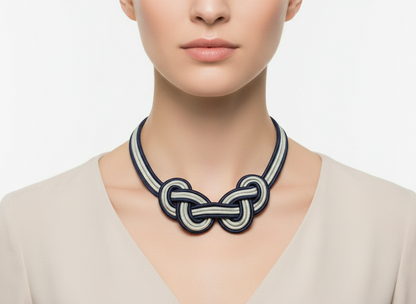 Kit collier, matériaux et tuto pour collier noeud marin en macramé