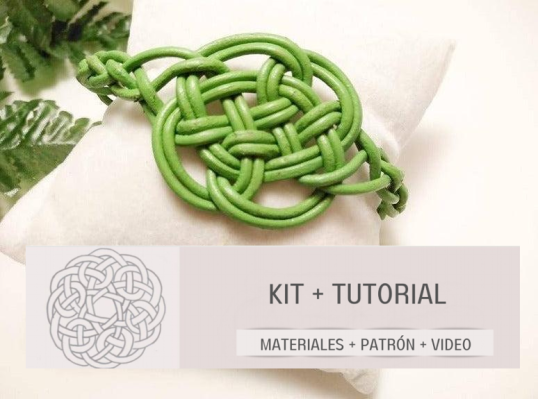 kit con materiales y tutorial para hacer pulsera nudo celta del amor eterno