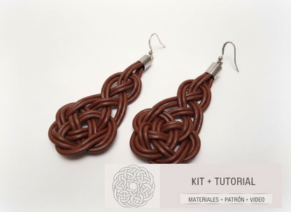 Kit y tutorial para pendientes de macramé de cuero y plata.