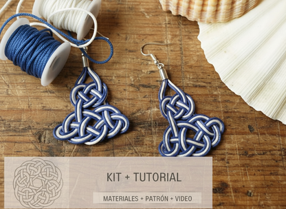 Kit para hacer pendientes con nudo marinero azul y blanco