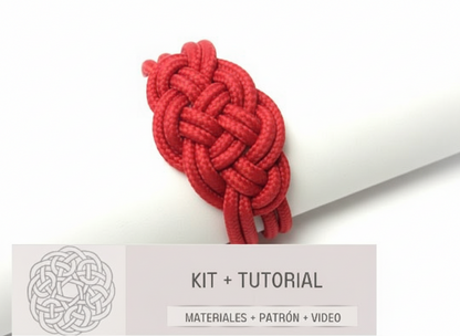 Kit et tuto avec du matériel pour réaliser un bracelet noeud marin en macramé