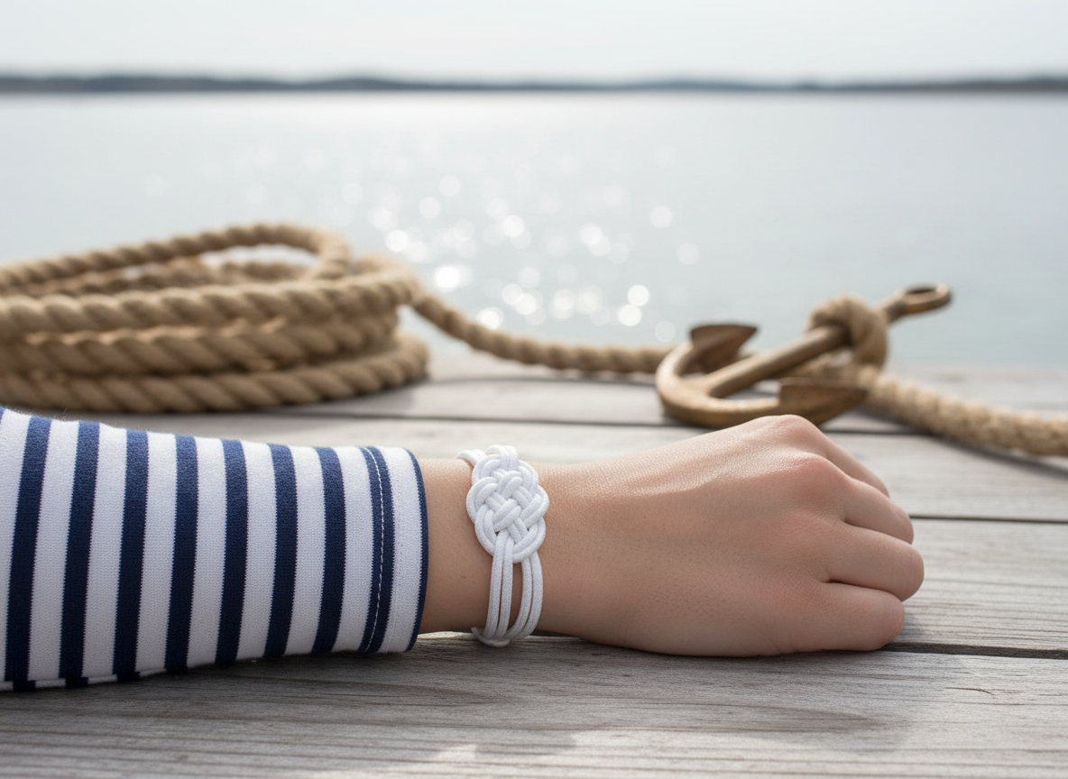 Kit et tuto avec du matériel pour réaliser un bracelet noeud marin en macramé