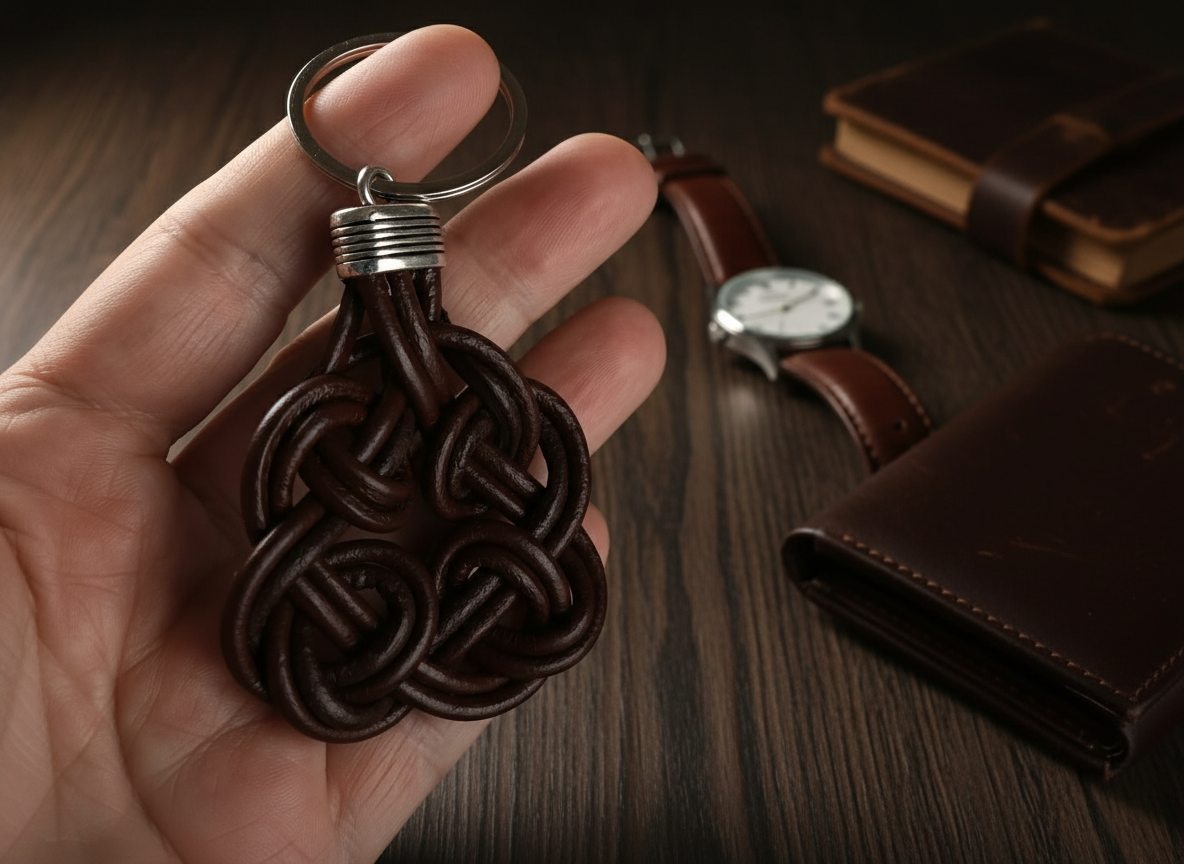 llavero de cuero con nudo celta de la paternidad