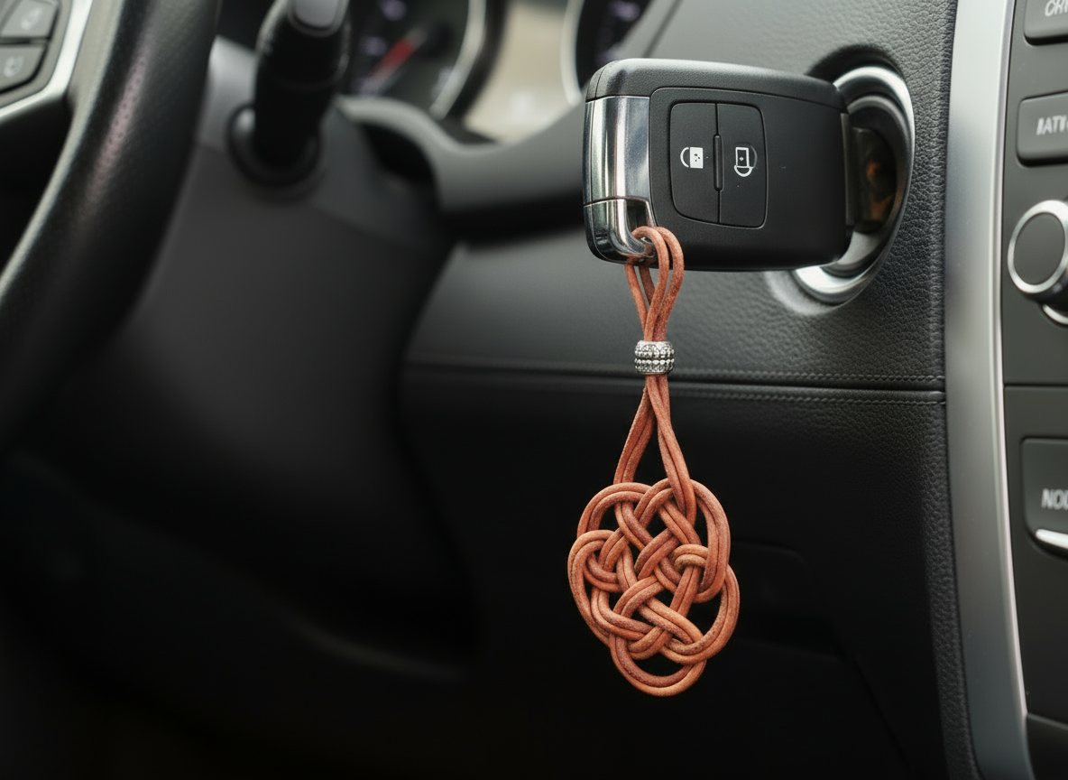 llavero de cuero con nudo celta del amor eterno