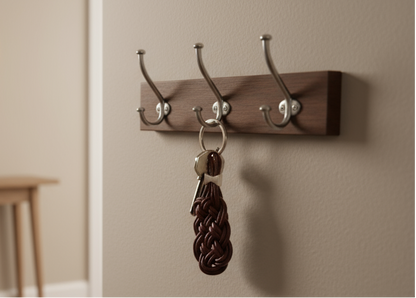 llavero de cuero con nudo celta de la prosperidad