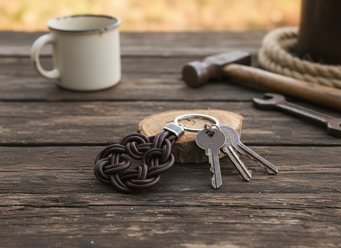llavero de cuero con nudo celta de la paternidad