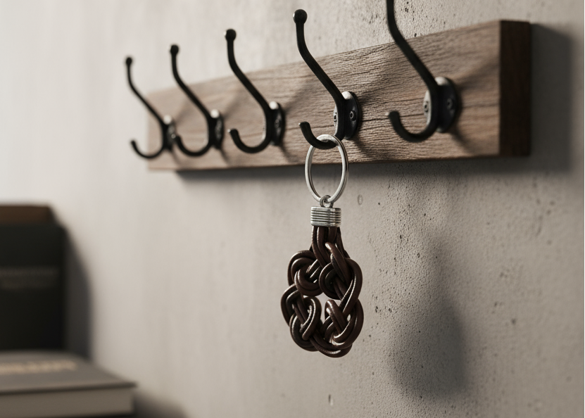 Llavero de cuero con nudo celta de la paternidad.