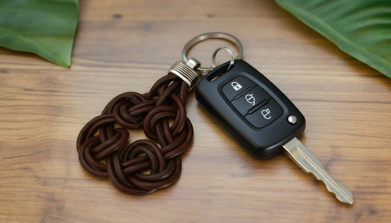 llavero de cuero con nudo celta de la paternidad