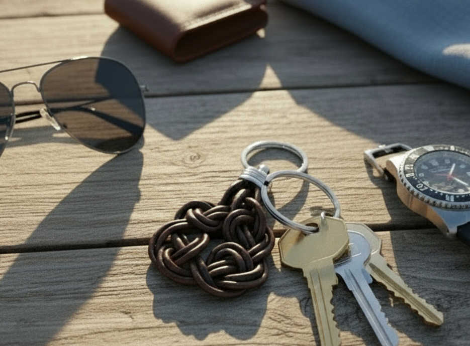 llavero de cuero con nudo celta de la paternidad