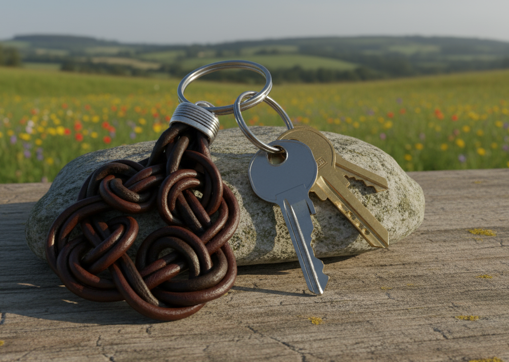 llavero de cuero con nudo celta de la paternidad