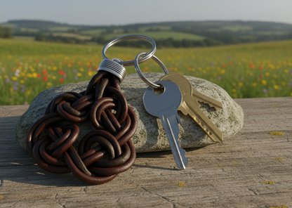 llavero de cuero con nudo celta de la paternidad