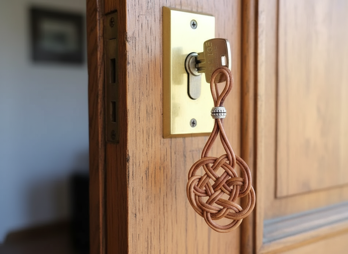 llavero de cuero con nudo celta del amor eterno