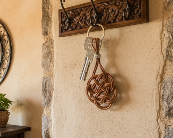 llavero de cuero con nudo celta del amor eterno