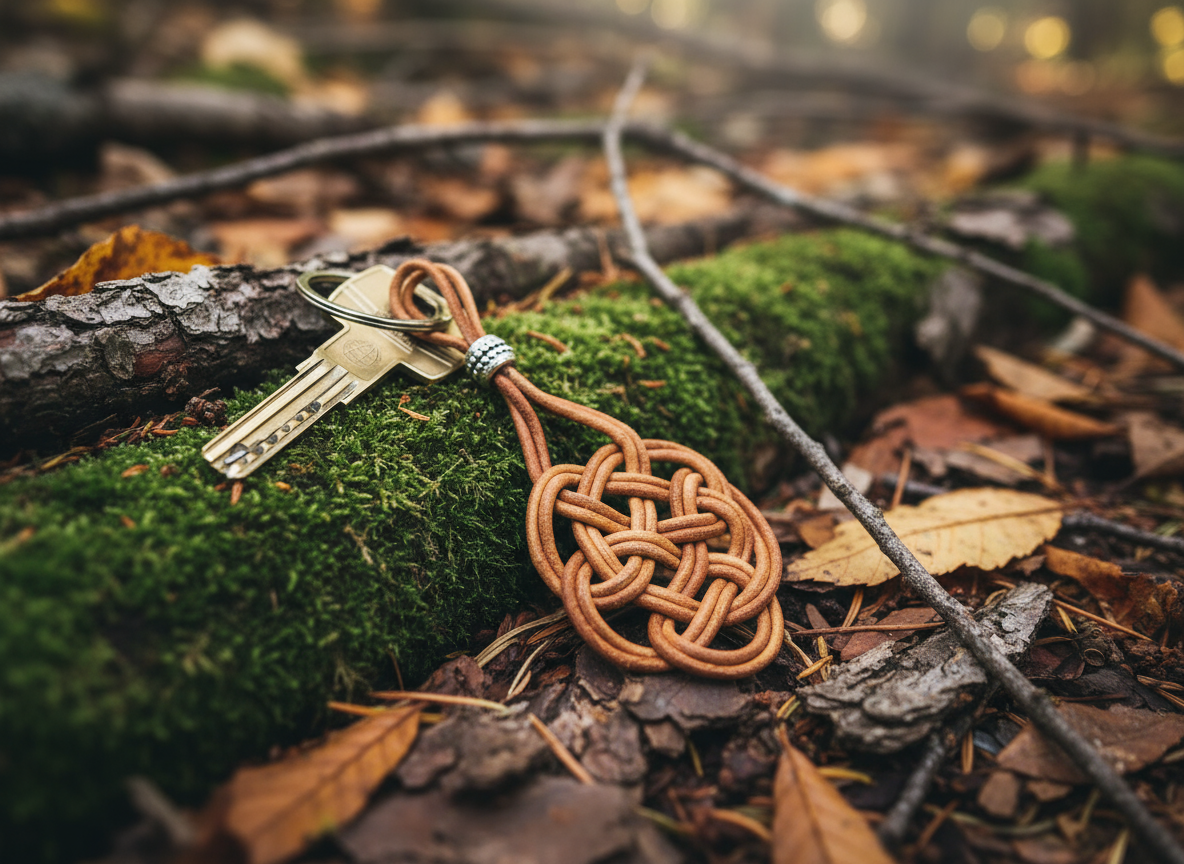 llavero de cuero con nudo celta del amor eterno