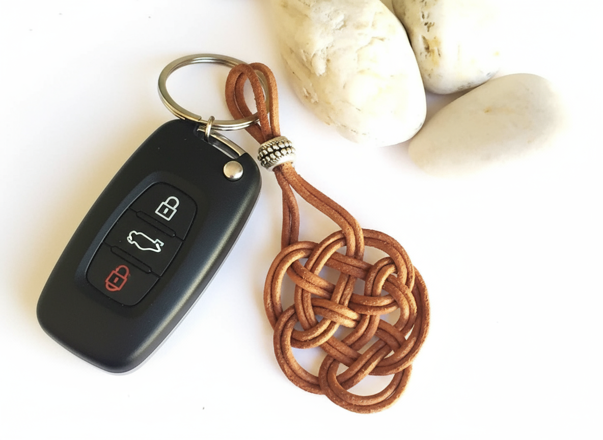 llavero de cuero con nudo celta del amor eterno