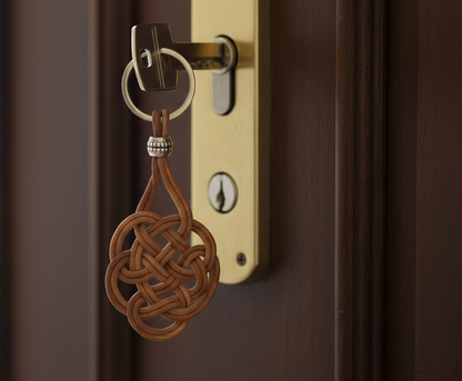 llavero de cuero con nudo celta del amor eterno