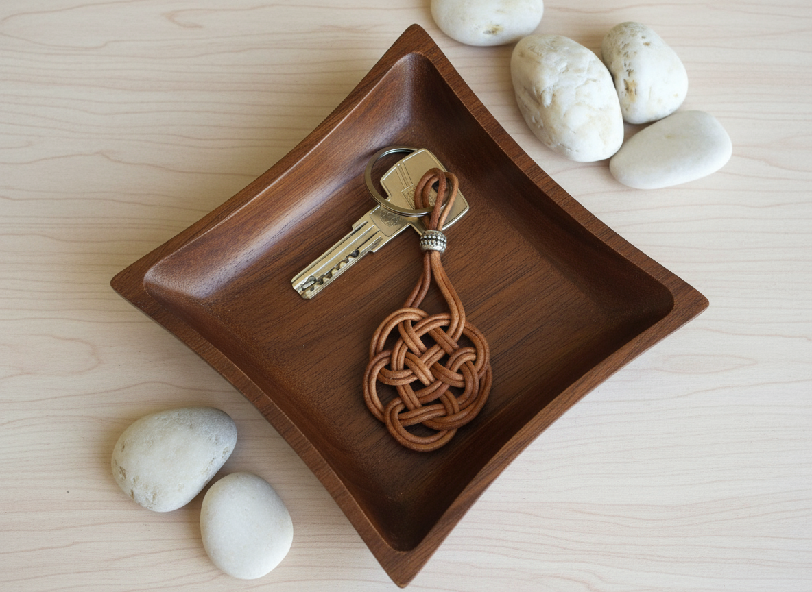 llavero de cuero con nudo celta del amor eterno